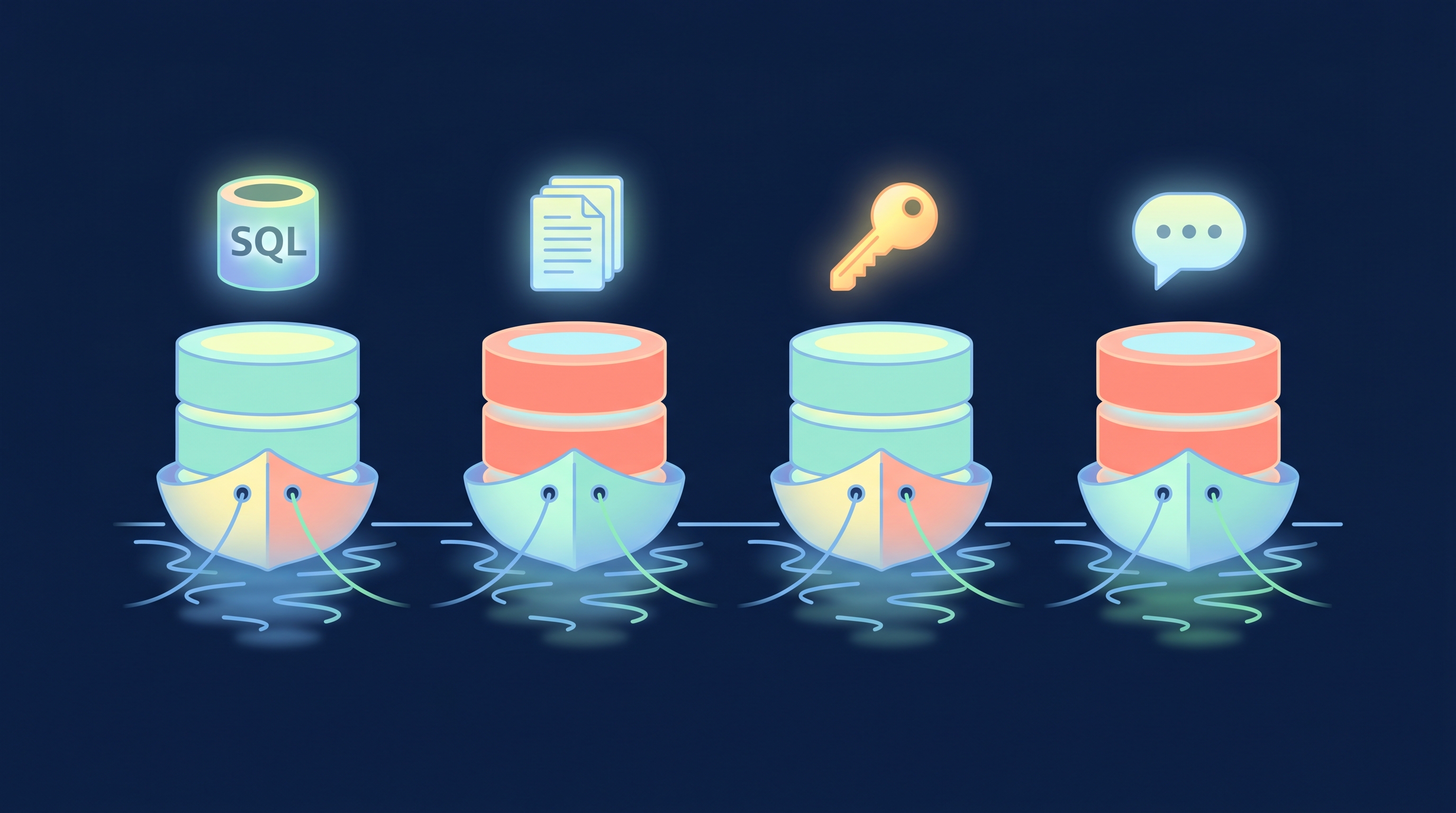 A row of database ships